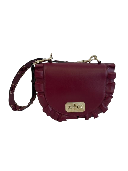 Red Valentino Rock Ruffle Red Saddle Shoulder Bag Burgundy Charity