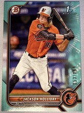 🔥JACKSON HOLLIDAY 2022 1st Bowman Draft AQUA /199 #BD168 Prospect Rookie RC