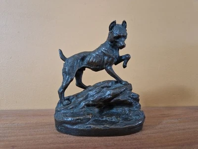 Clovis Edmond Masson (1838-1913) Sculpture en bronze patiné Chien au lézard XIX - Photo 1/4