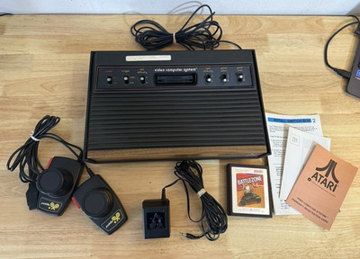 Atari 2600 Console With Controllers & Power Adapter UNTESTED SOLD AS IS