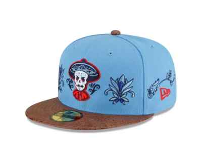 ALBUQUERQUE ISOTOPES BLUE AGAVE SKULL LOGO NEW ERA FITTED LEATHER