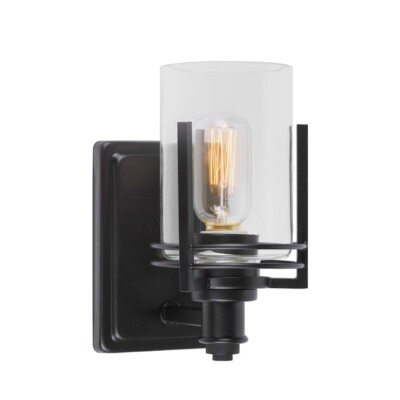 Forte Lighting Jolie 1 Light Wall Sconce, Black/Clear - 5692-01-04