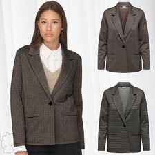 JDY Damen Karierter Langarm Blazer Business Jacke mit 2 Taschen JDYGEGGO NEU