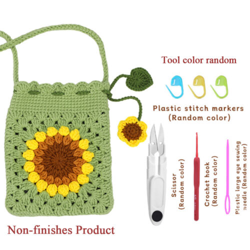 Kit de ganchillo bolsa de teléfono girasol hágalo usted mismo kit de inicio de ganchillo artesanal para adultos Reino Unido - Imagen 10 de 15