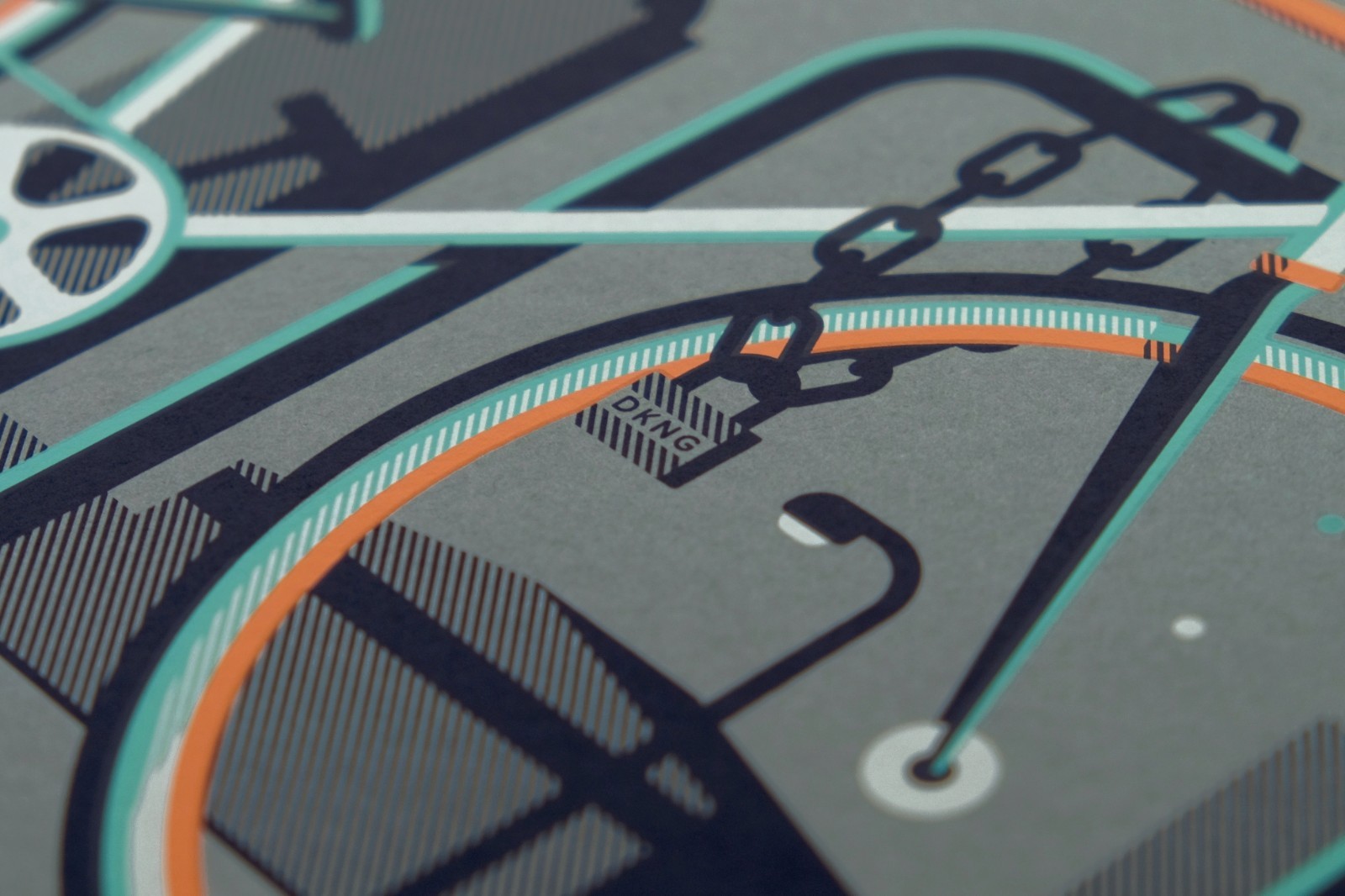 DKNG Downtown (20"x16" Fixie/Fixed Gear Bike/Bicycle, Silkscreen Print/Poster)