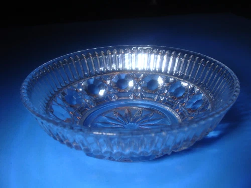 VINTAGE 5 1/2'' BUTTONS & CANE CLEAR WINSOR BY FEDERAL GLASS BOWL