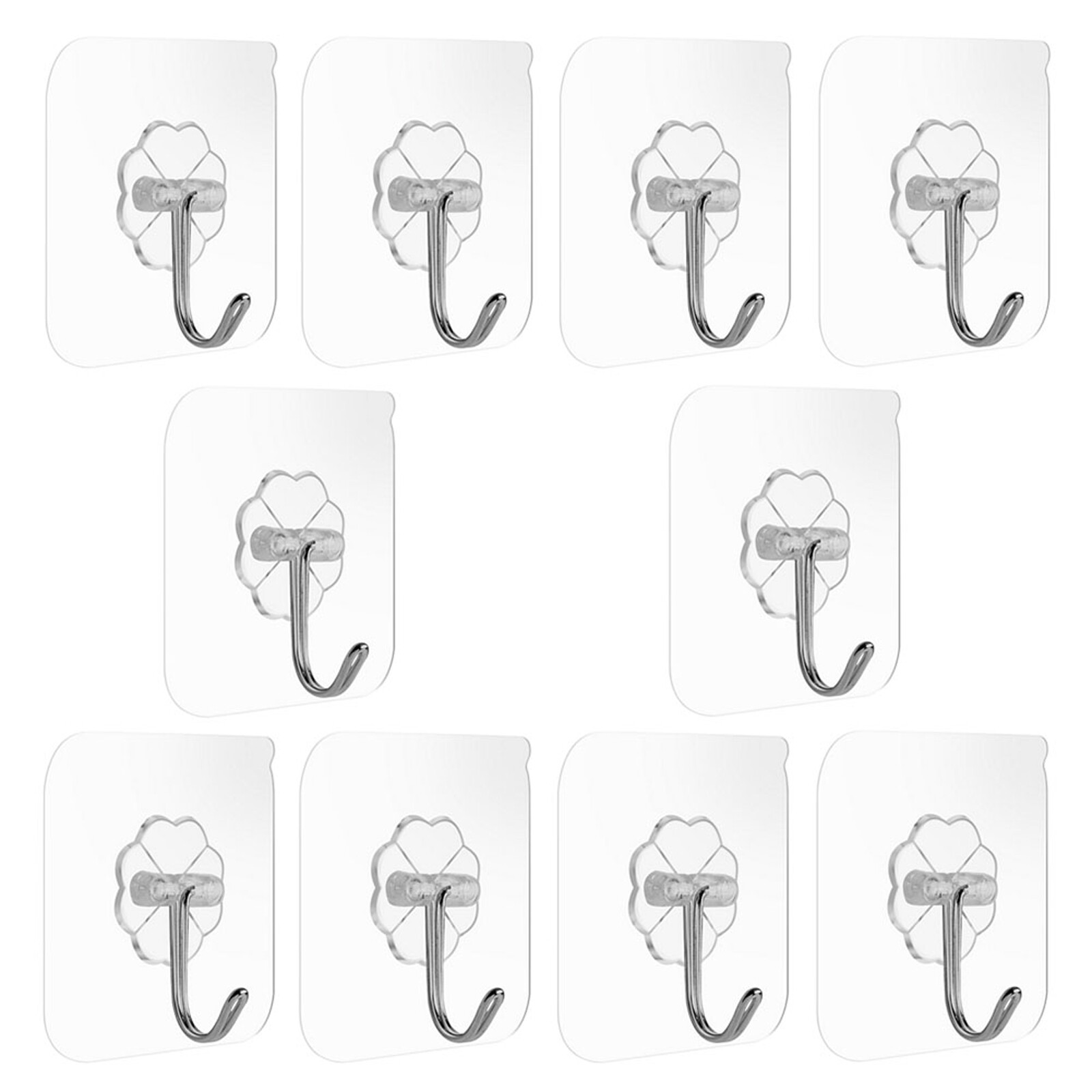 10 Pcs Nail Free Hanger No Punching Transparent Hook Heavy Duty for