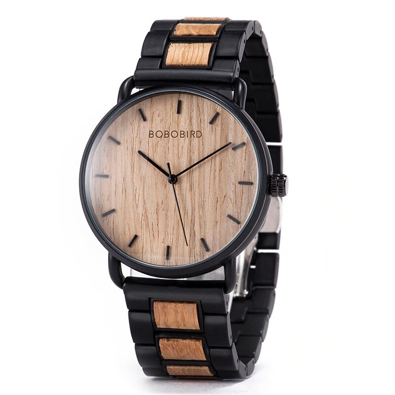 Montre en bois de zèbre BOBO BIRD pour homme au design ultra-fin et élégant