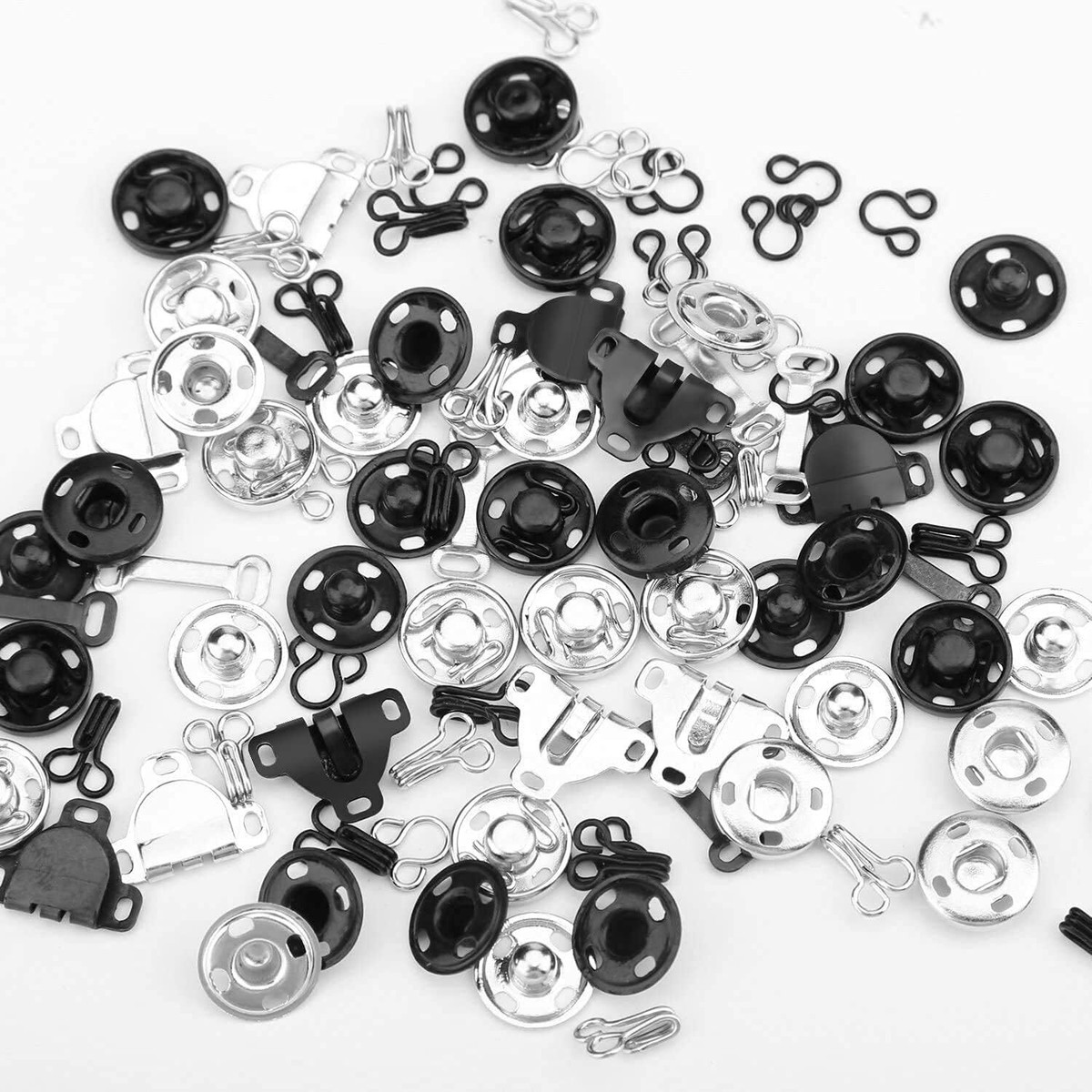 Button Hook 60 Pairs And Eyes Closure 3 Sizes Metal Bra Snap Hook ...