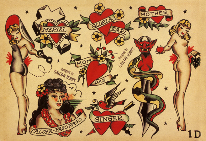 その他 Sailor Jerry Tattoo Drawings Sailor Jerry Tattoo Art 14 x 11 Photo Print | eBay