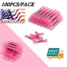 100PCS Red Heat Shrink Butt Wire Connectors Crimp Terminals AWG 16-22 Gauge US