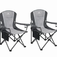 2 Piece Oversized Camping Chairs Folding with Cup Holder Heavy Duty Portable
