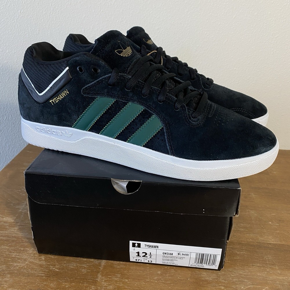 Adidas Tyshawn Jones Black Suede Green Skateboarsing Shoe - Size 12.5