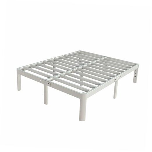 White Bed Frame Queen Size 16 Inch, Metal Queen Bed Frame No Box Spring