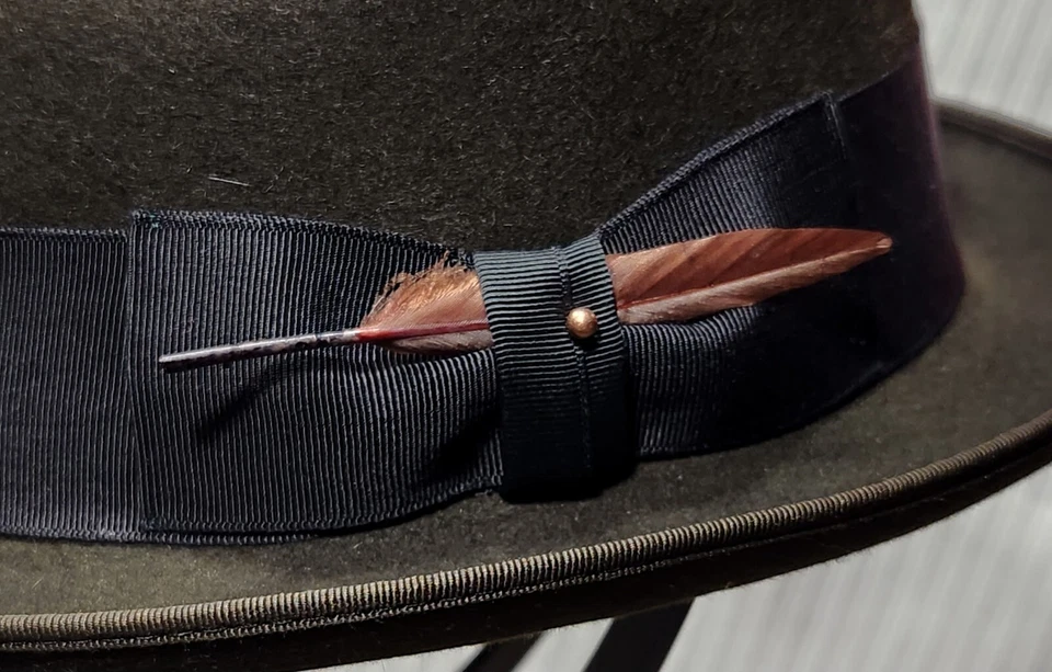 Vintage ROYAL STETSON Fedora Hat - Black-Walnut Brown Fur Finish ~ 7 - Image 3 of 4