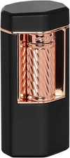Xikar Meridian Triple Soft Flame Cigar Lighter, Powerful, Black Rose Gold