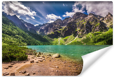VLIES FOTOTAPETE Selbstklebende SEE Berge Bäume Steine Natur Landschaft 3D