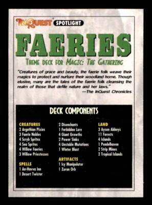 1996 Wizards of the Coast InQuest Magic: The Gathering #3 Faerie Pro Tips Card