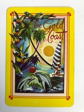 Gold Coast Rainbow Lorikeet Bird Dolphin Yacht Vintage Retro Swap Playing Card