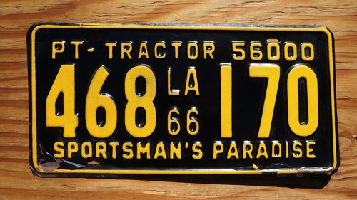 1966 Louisiana TRACTOR License Plate