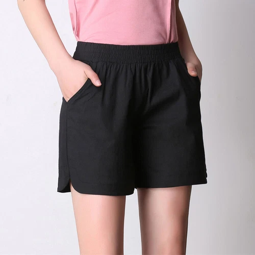 Summer Women's Casual Linen Shorts Trunks Ladies Elastic Waist Beach Short Pants - Picture 9 of 40