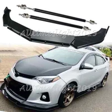 For Toyota Corolla 2010-23 Glossy Front Bumper Lip Spoiler Splitter + Strut Rods
