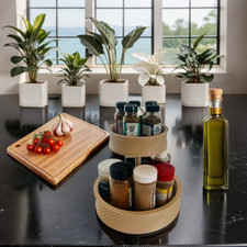 Handmade Lazy Susan Turntable, 2 Tier, for Cabinet, Pantry, Kitchen, Countertop