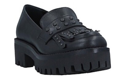 POLLINI Loafers Black Leather shoes size Eur 39 Italian NIB 