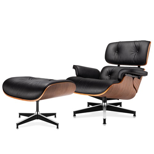 Pro Tall Eames Lounge Chair and Ottoman Italian Real Leather Armchair Recliner - Picture 6 of 22