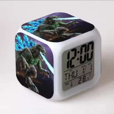 Alarm Godzilla Clock Digital LED 7 Color Night Dragon Dinosaurs