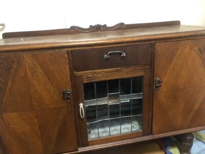 Vintage Buffet Sideboard With Stained Glass Door Buffets Side