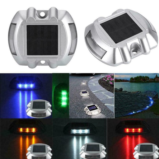 Solar Power LED Marker Lights Safety Light for Pathway Driveway Dock