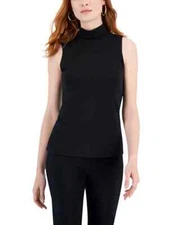 I.n.c. International Concepts Women's Mock-Neck Tank Top, Large - Deep Black