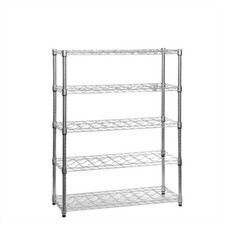 5 Tier Chrome Wire Wine Rack - Holds 45 Bottles - H1200 x W900 x D350mm