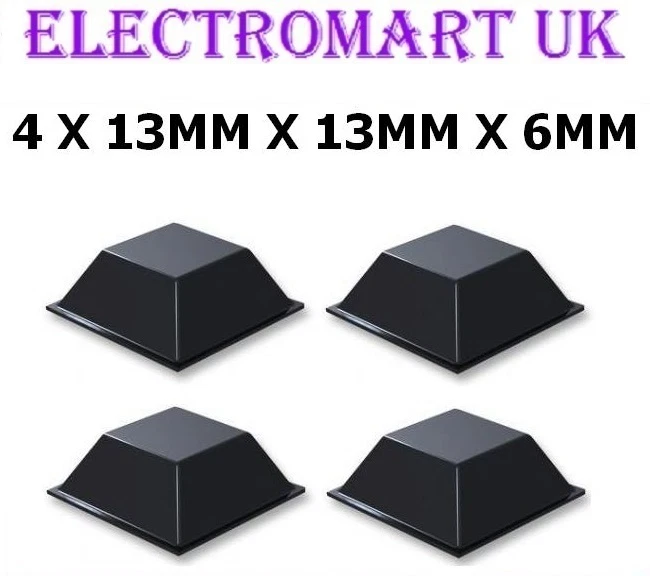 4 X BASTONE AUTOADESIVO SU PIEDINI IN GOMMA 13MM X 13MM X 6MM