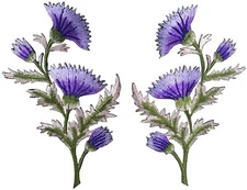 5094P Thistle - Carnation Spray - Purple Flower Embroidery Appliqué Patch /Pair 