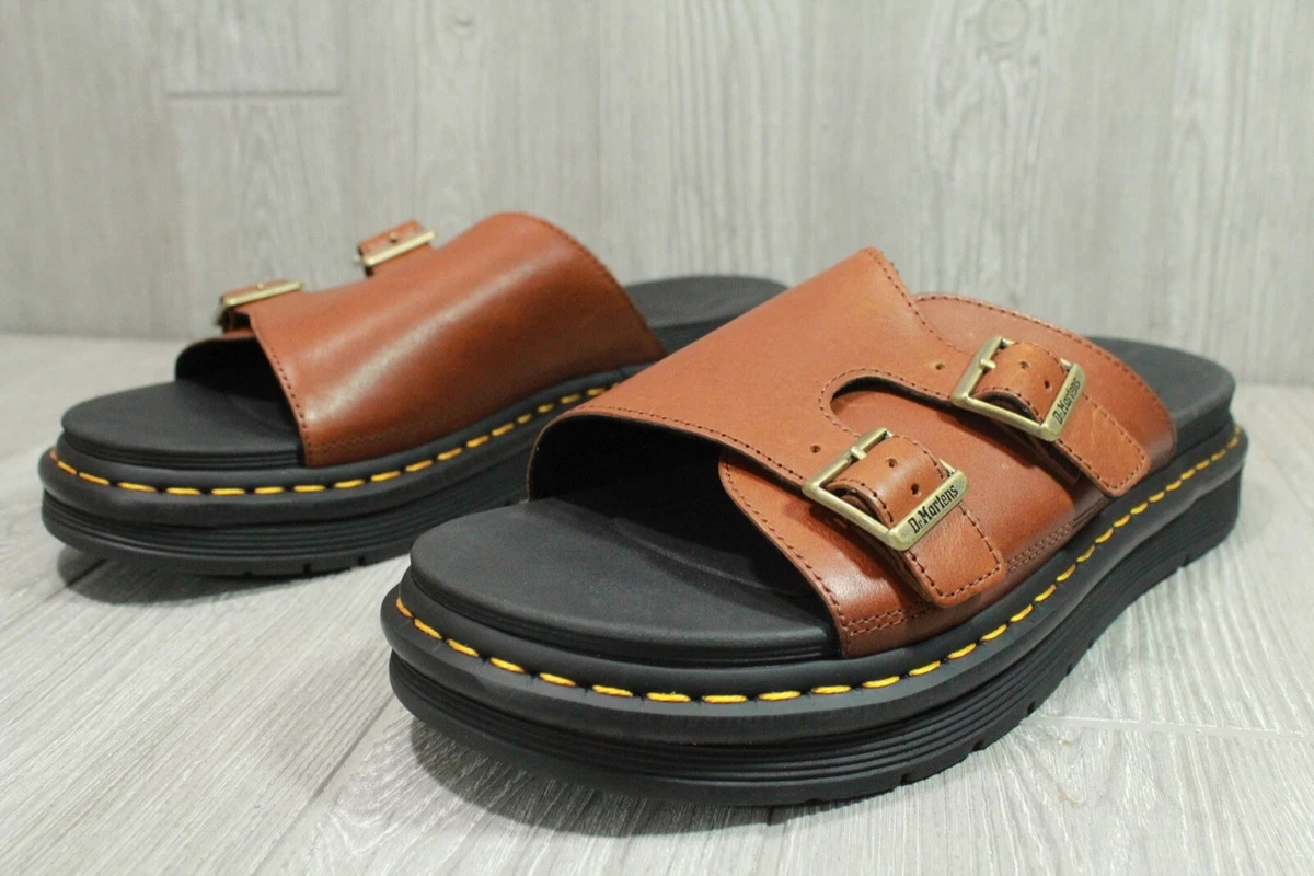 67 New Dr. Martens Dax Brown Leather Slide Sandals Rare 25830220 Men s Size 12