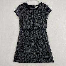 Ann Taylor LOFT Gray & Black Leopard Fit and Flare Dress Size 4P