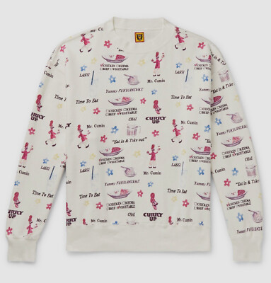 $215 Human Made Men's White Curry Up Graphic Crewneck Sweatshirt Sweater Size L