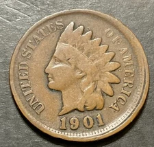 1901 Indian Head Cent Mint Error Off Center Broadstrike Choice Variety L694