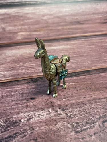Messing Paket Lama Satteltaschen gefüllt mit Steinen kleine Figur Statuette Schreibtisch - Bild 5 von 7