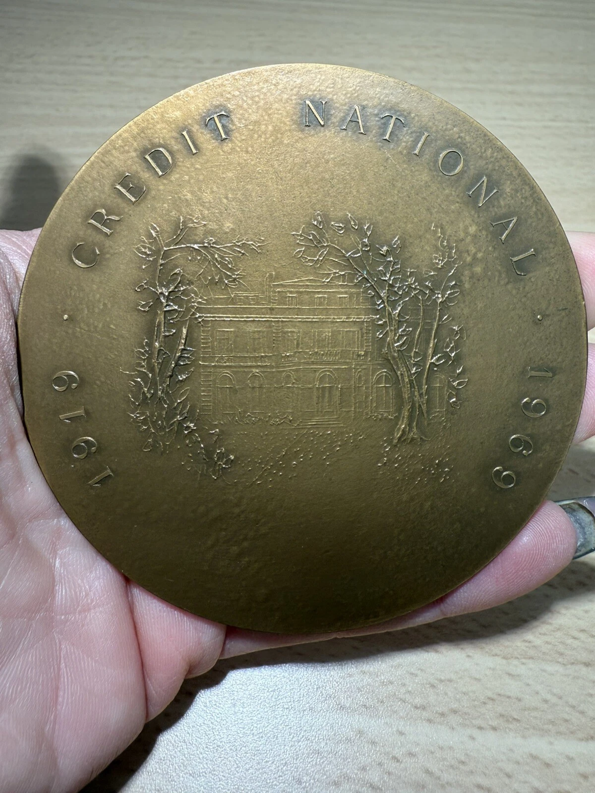 Médaille 1919 Crédit National 1979 En Bronze 188,14 Grammes