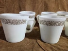 Vintage Pyrex Coffee Cups X4 Cups Woodland**READ** D Handle Milk Glass Brown