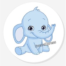 BLUE ELEPHANT BABY SHOWER SCRAPBOOK ENVELOPE SEALS STICKERS LABELS FOR FAVORS