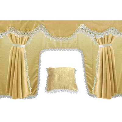 Plush Beige Curtains With White Tassels For Trucks, Trucks, Trailers, Buses