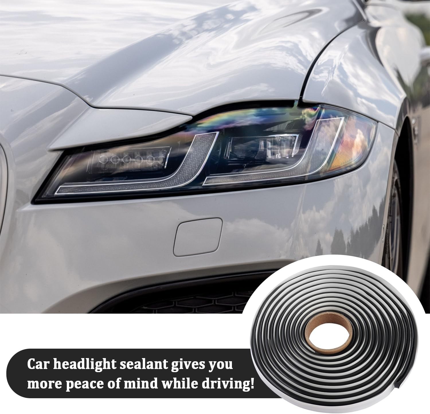 13Ft Car Headlight Sealant Butyl Tape,Waterproof Sealant Caulking Tape Av