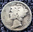 1916-S MERCURY DIME....FREE SHIPPING!.......MIN. BID .01 & NO RESERVE!