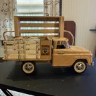 Vintage Tonka Farms Stake Truck 1959 Pressed Steel Tan/Beige Original Rails