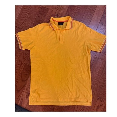 Etro Milano Polo Shirt XL Yellow Contrast Collar Italy Cotton Short Sleeve