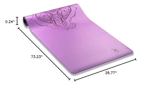 Extra Thick 6mm Yoga Mat for Exercise and Pilates in Purple Elephant-Natur Design